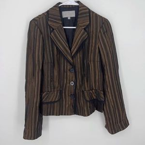 Emil Rutenberg Blazer Brown Womens Medium Striped